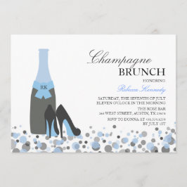 Blue Brautparty Champagne Brunch Einladung