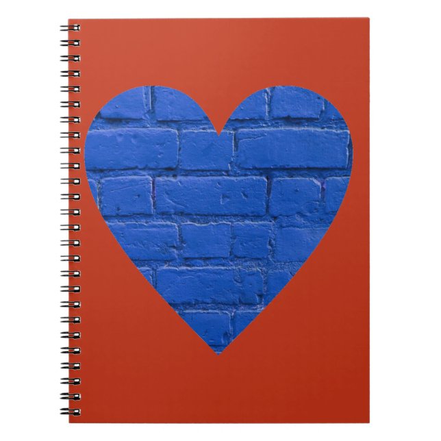 Blue Bricks auf Red Heart Notebook Notizblock (Vorderseite)