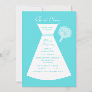 Blue Bridal Dusche Einladung, Bridal Gown on Blue Einladung