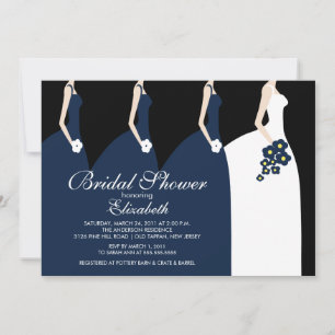 Blue Bride Bridesmaids Bridal Dusche Einladung