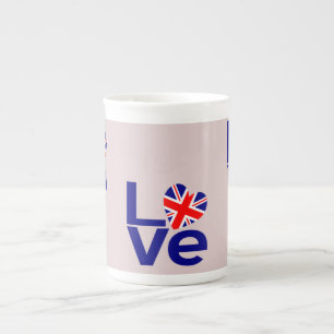 Blue British LIEBE Prozellantasse