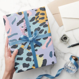 Blue Bronze Pastel Leopard Spots Geschenkpapier
