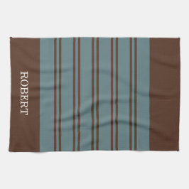  Blue &Brown Abstract Pattern Monogram name Geschirrtuch