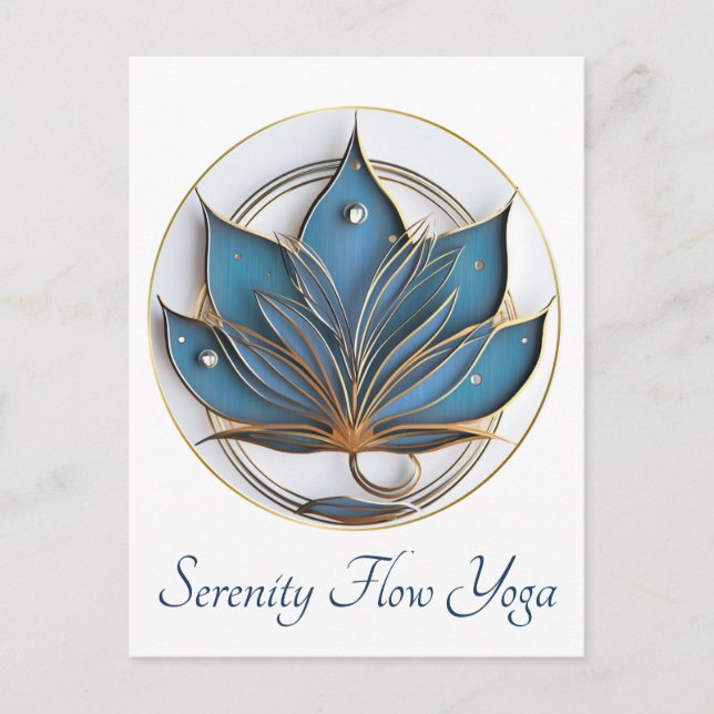 Blue Brown Abstrakt Lotus Blume Elegant stilvoll Postkarte (Vorderseite)