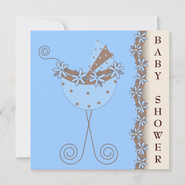 Blue Brown Baby Boy Dusche Einladung (Vorderseite)