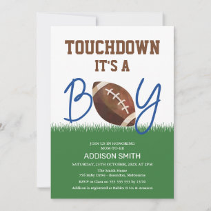 Blue Brown Football Baby Dusche Einladung