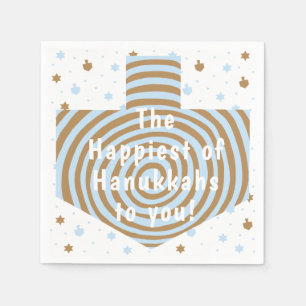 Blue Brown Hanukkah Swirl Dreidel Serviette