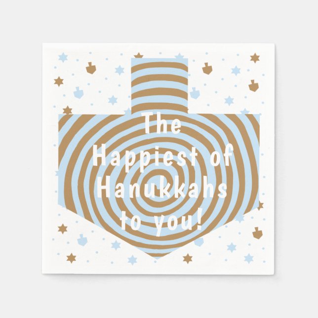 Blue Brown Hanukkah Swirl Dreidel Serviette (Vorderseite)