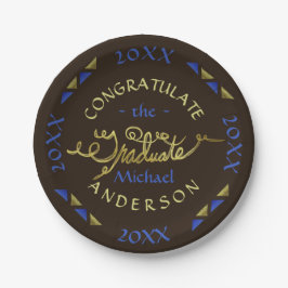 Blue Brown Imitate Gold Custom 2023 Graduation Par Pappteller