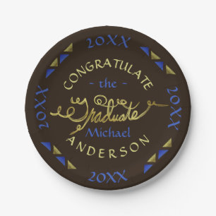 Blue Brown Imitate Gold Custom 2023 Graduation Par Pappteller