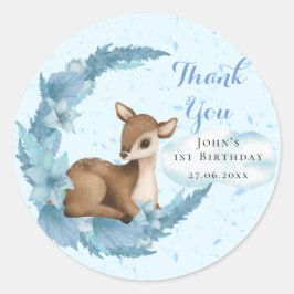Blue Brown Little Bambi Dust Cloud Birthday Boy Runder Aufkleber