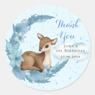 Blue Brown Little Bambi Dust Cloud Birthday Boy Runder Aufkleber