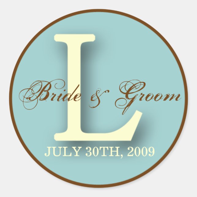 Blue & Brown Monogram L Aufkleber (Vorderseite)