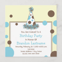 Blue & Brown Polka Dot Party Hat Geburtstag