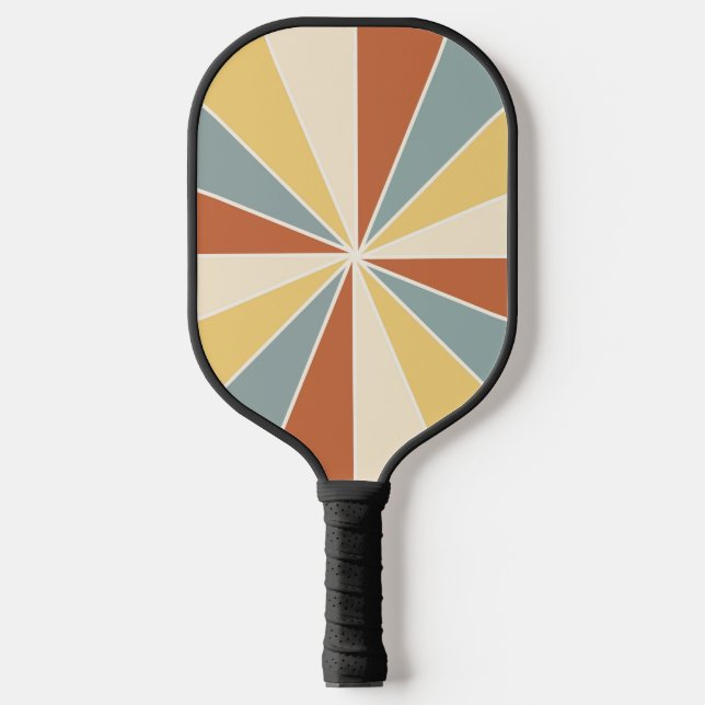 Blue &Brown  Retro Colorful Stripes  Monogram Pickleball Schläger (Vorderseite)