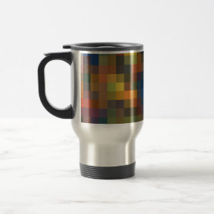 Blue Brown Squares Travel Mug Reisebecher