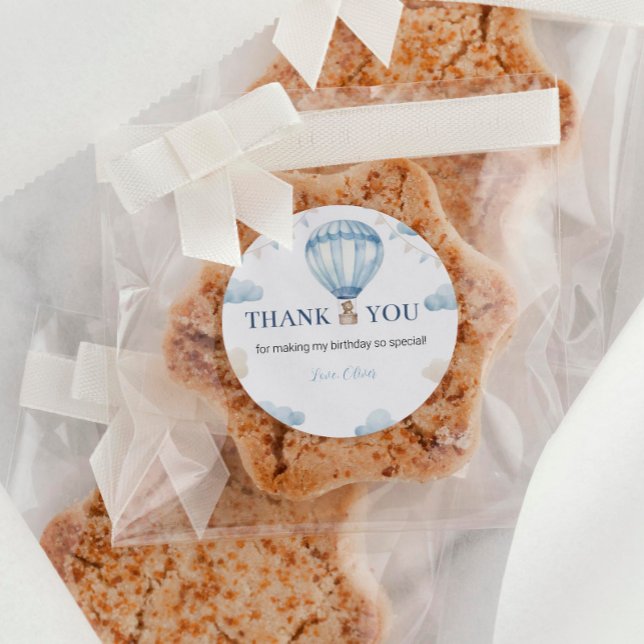 Blue Brown Teddy Bear Anniversaire Sticker Étiquet (Créateur téléchargé)