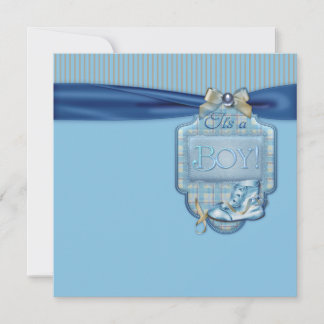 Blue Brown Vintag Boy Shower Einladung
