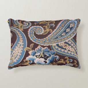 Blue Brown Vintag Paisley New Dekokissen