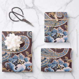 Blue Brown Vintag Paisley New Geschenkpapier Set