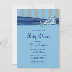 Blue Brown Vintag Shoe Boy Baby Dusche Einladung
