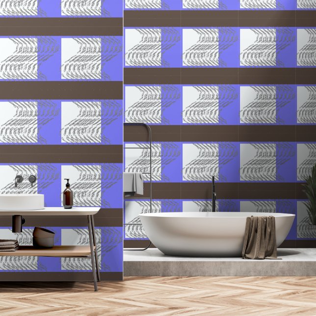 Blue + Brown Wave Links Tapete (Badezimmer)