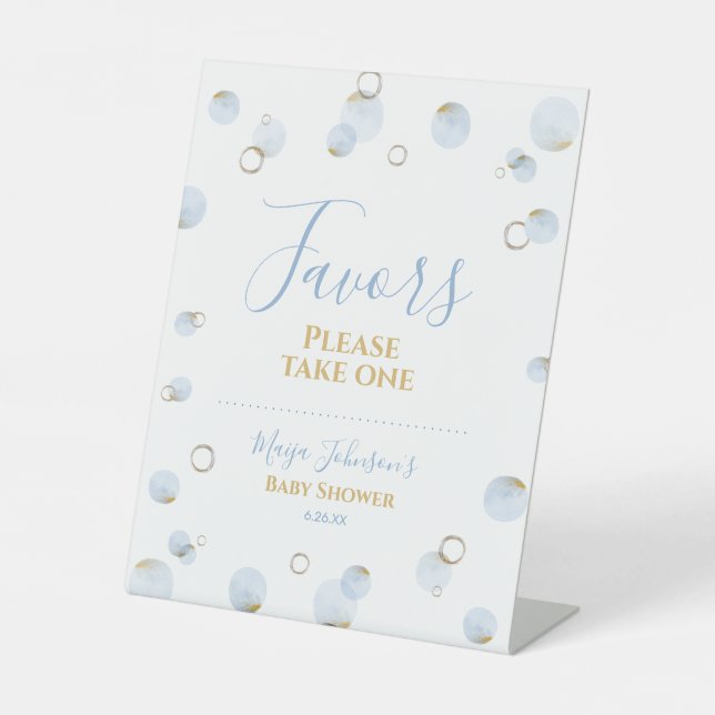 Blue Brunch Bubbly und Baby Shower Favoriten Sockelschild (Vorderseite)