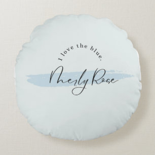 Blue Brush Romance Neily Rose Rundes Kissen