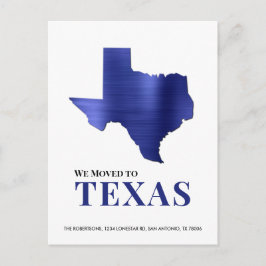 Blue Brushed Metal Texas Karte Neue Adresse