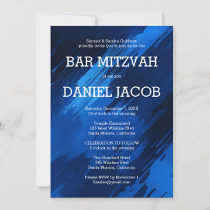 Blue Brushstrokes Custom BAR BAT MITZVAH Einladung