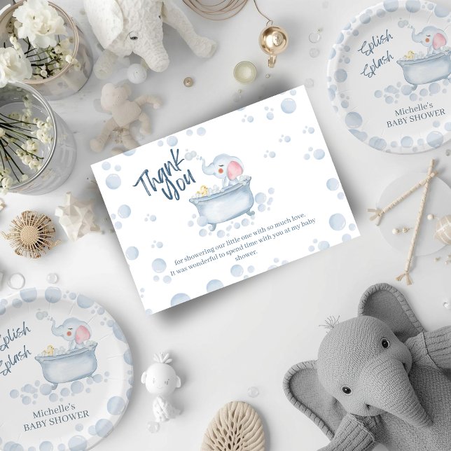 Blue Bubble Bath Animal Baby Shower Dankeskarte (Von Creator hochgeladen)
