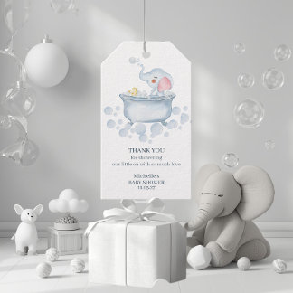 Blue Bubble Bath Animal Baby Shower Geschenkanhänger