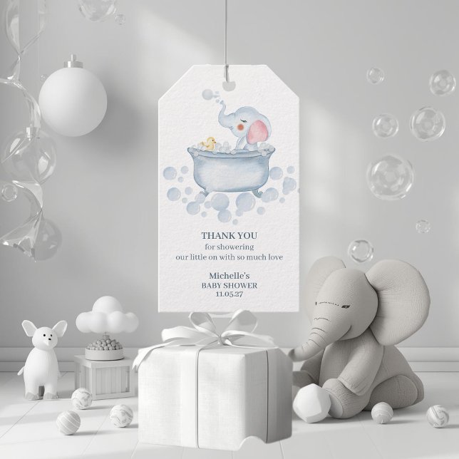 Blue Bubble Bath Animal Baby Shower Geschenkanhänger (Von Creator hochgeladen)
