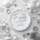 Blue Bubble Bath Animal Baby Shower Pappteller<br><div class="desc">Celebrate the upcoming arrival with this adorable Blue Bubble Bath Animal Baby Shower Invitation featuring a cute baby elephant enjoying a bubbly bath with splish splash fun. Designed with a soft blue and white theme, playful bubbles, and charming animal illustration, this invitation is perfect for a baby boy shower or...</div>