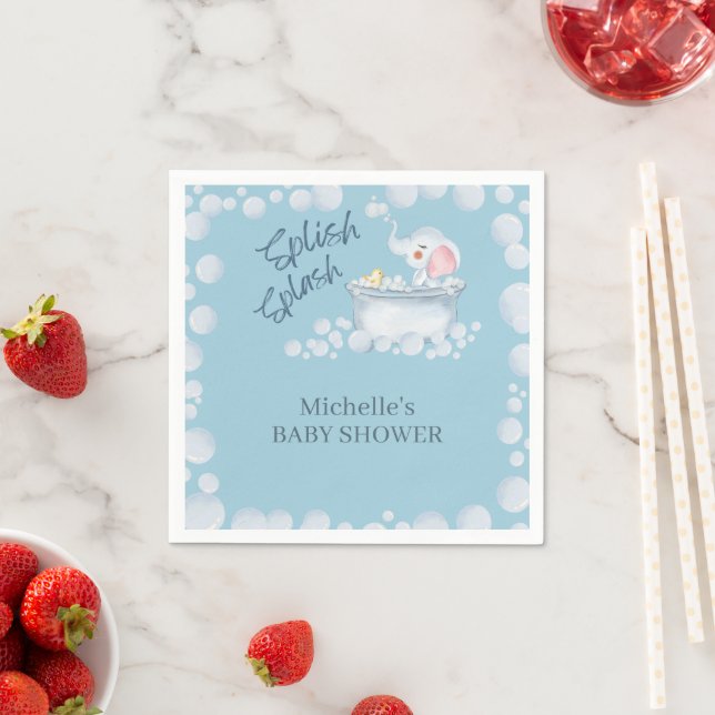 Blue Bubble Bath Animal Baby Shower Serviette (Beispiel)