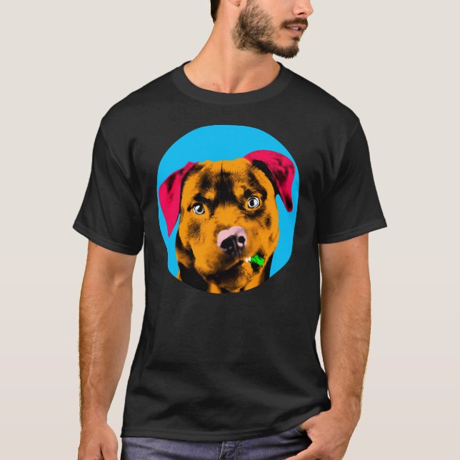 Blue Bubble Rottweiler Dog Pop T-Shirt (Vorderseite)