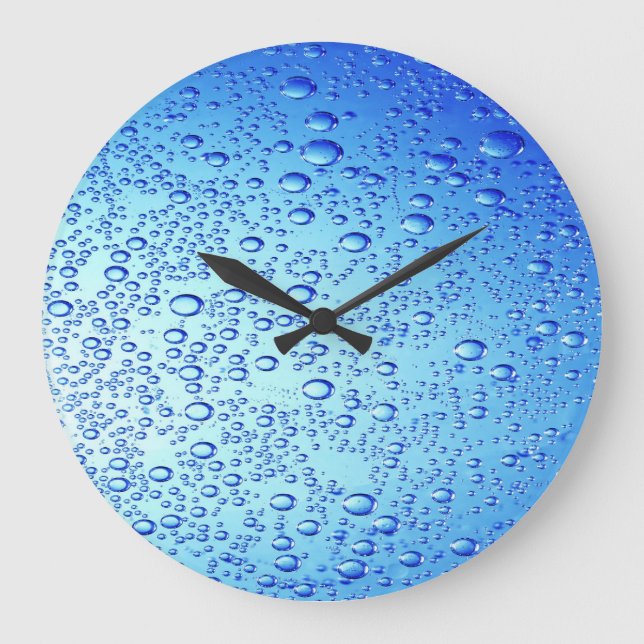 Blue Bubbles Design for Round-Large-Wall-Clock Große Wanduhr (Vorderseite)