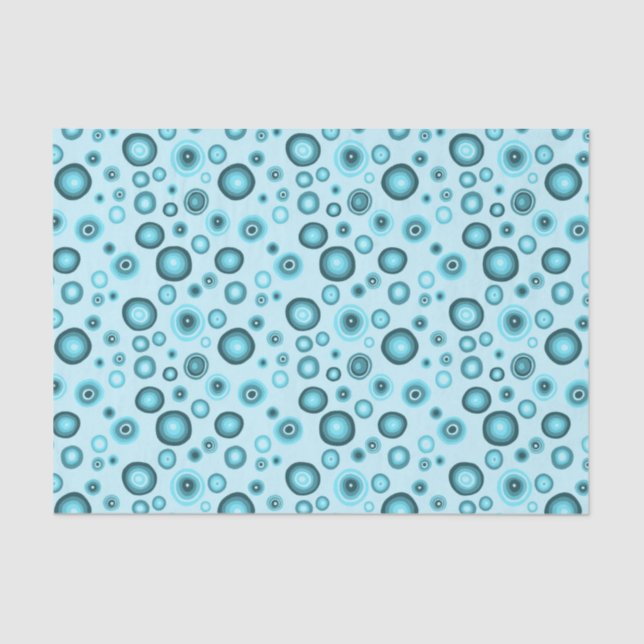 Blue Bubbles Modern Circles Pattern Geschenk Seidenpapier (Vorderseite)