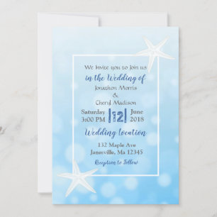 Blue Bubbles Starfish Beach Hochzeitseinladungen Einladung