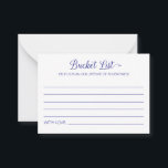 Blue Bucket List Lifetime Adventures Wedding Hinweiskarte<br><div class="desc">Diese bezaubernden blaue Eimerkarten werden eine perfekte Alternative zu einem traditionellen Hochzeitsgast-Gästebuch sein. Sie werden all Ihre Gäste über die besten Ideen sprechen,  die Sie als verheiratetes Paar in Ihrem Leben gemeinsam besuchen oder tun können!</div>