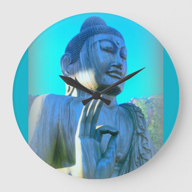 blue buddha große wanduhr (Vorderseite)