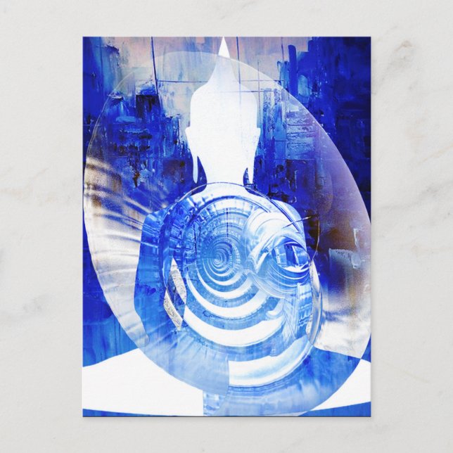 Blue Buddha Moderne buddhistische Kunst Postkarte (Vorderseite)