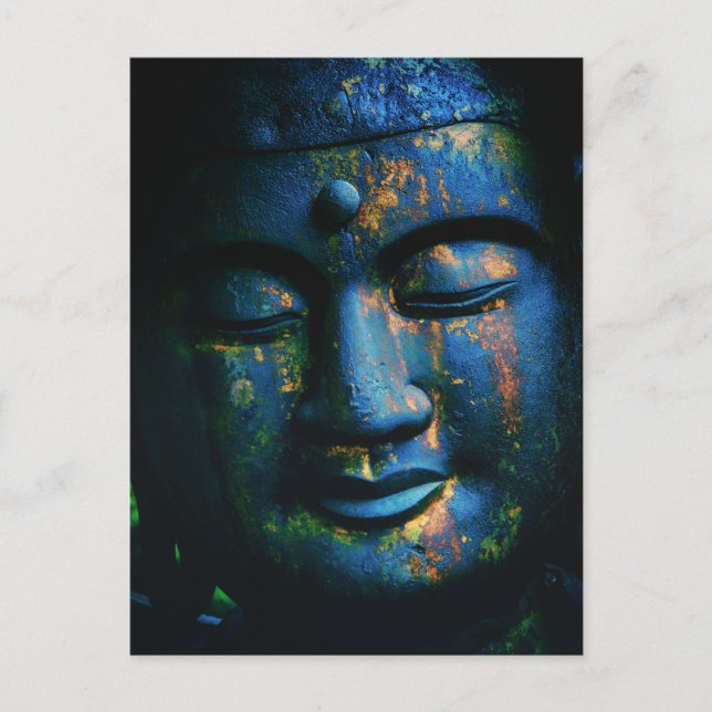 Blue Buddha Om Peace Postkarte (Vorderseite)