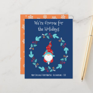 Blue Budget Gnome for Holidays Elf Wreath Card
