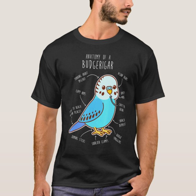 Blue Budgie Anatomy Classic T-Shirt (Vorderseite)