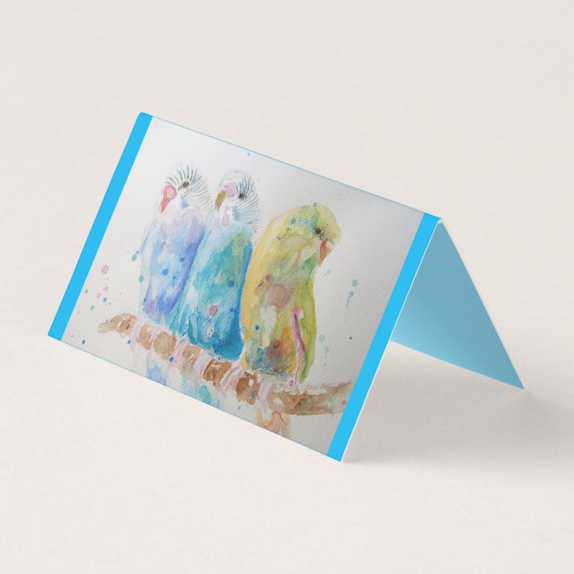 Blue Budgie Bird Budgerigar Budgies Greetings Card (Vorderseite)