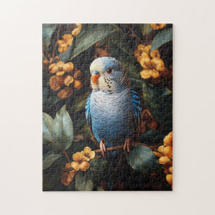 Blue Budgie Budgerigar Gelbe Blumen