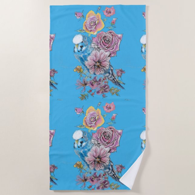 Blue Budgie Giro Strandtuch (Vorderseite)