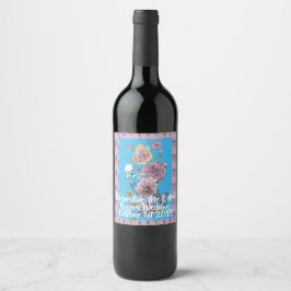 Blue Budgie Lilac fleurie Mariage Vin Étiquette bo