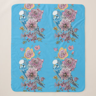 Blue Budgie Niedlich Whimsical Pink Blue Girls Sherpadecke